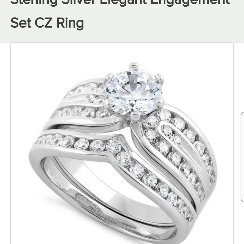 Sterling Silver Elegant Engagement Set CZ Ring